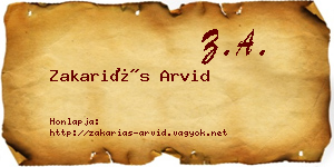 Zakariás Arvid névjegykártya